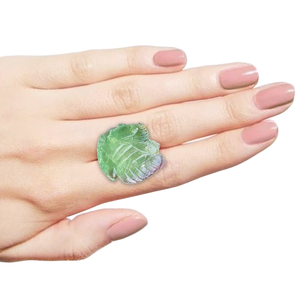 Mint & Pink Tourmaline Lady Carving