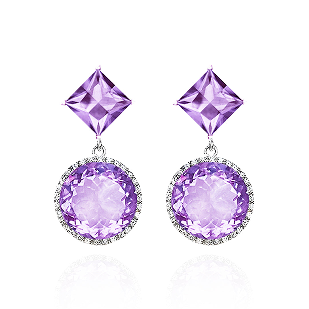 Square Round Drop Earrings