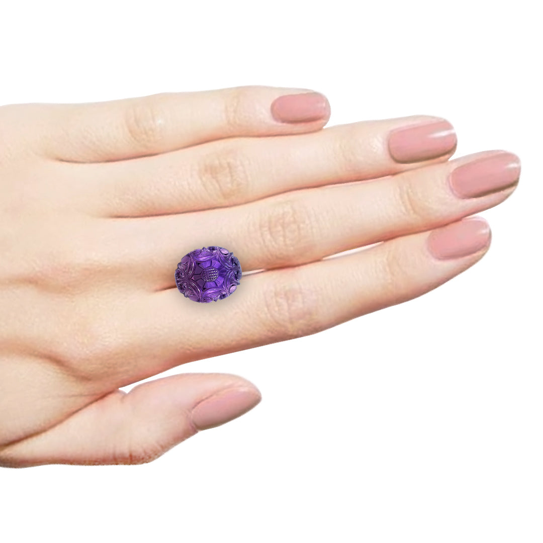 Amethyst Oval Fancy Carving