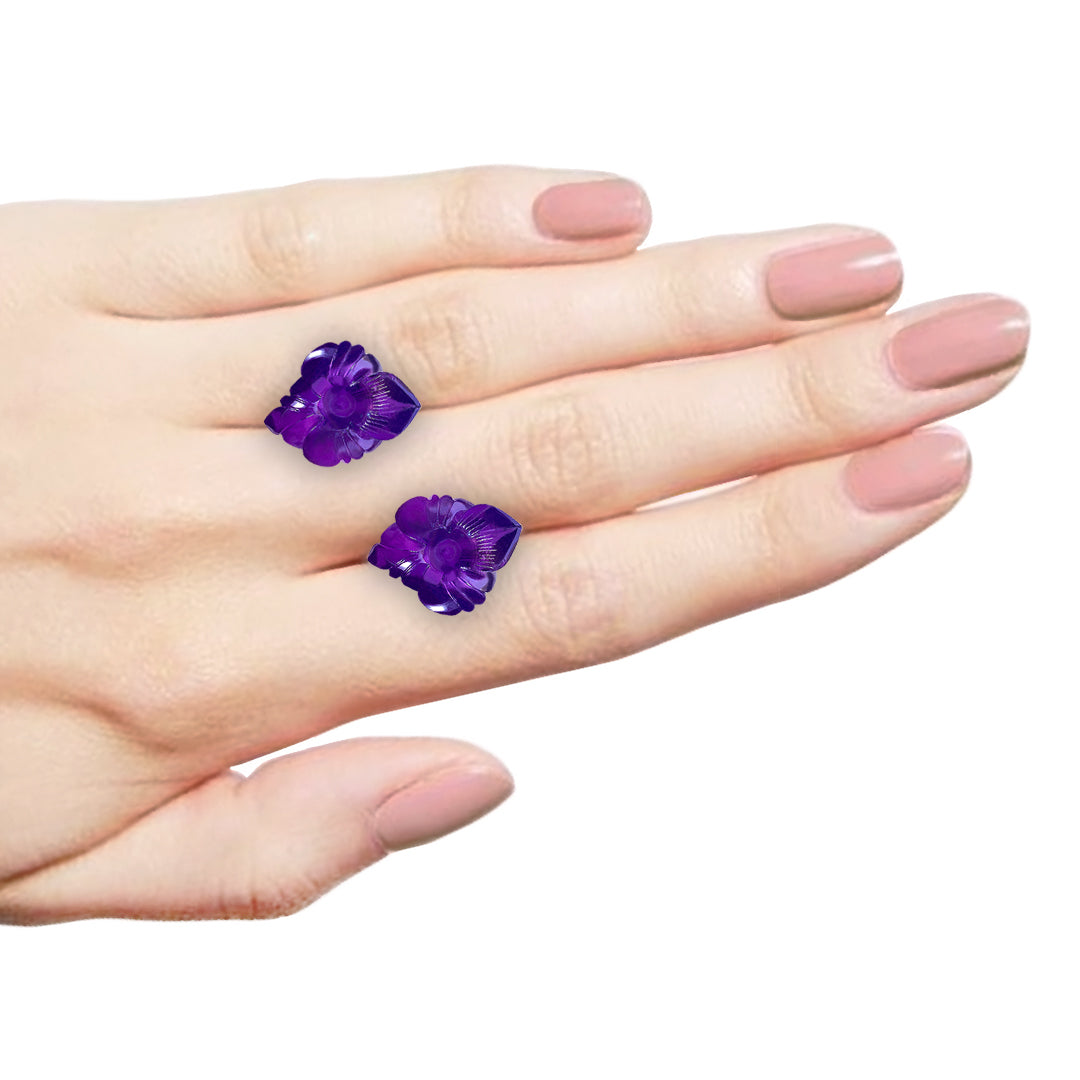 Amethyst Carving Pair