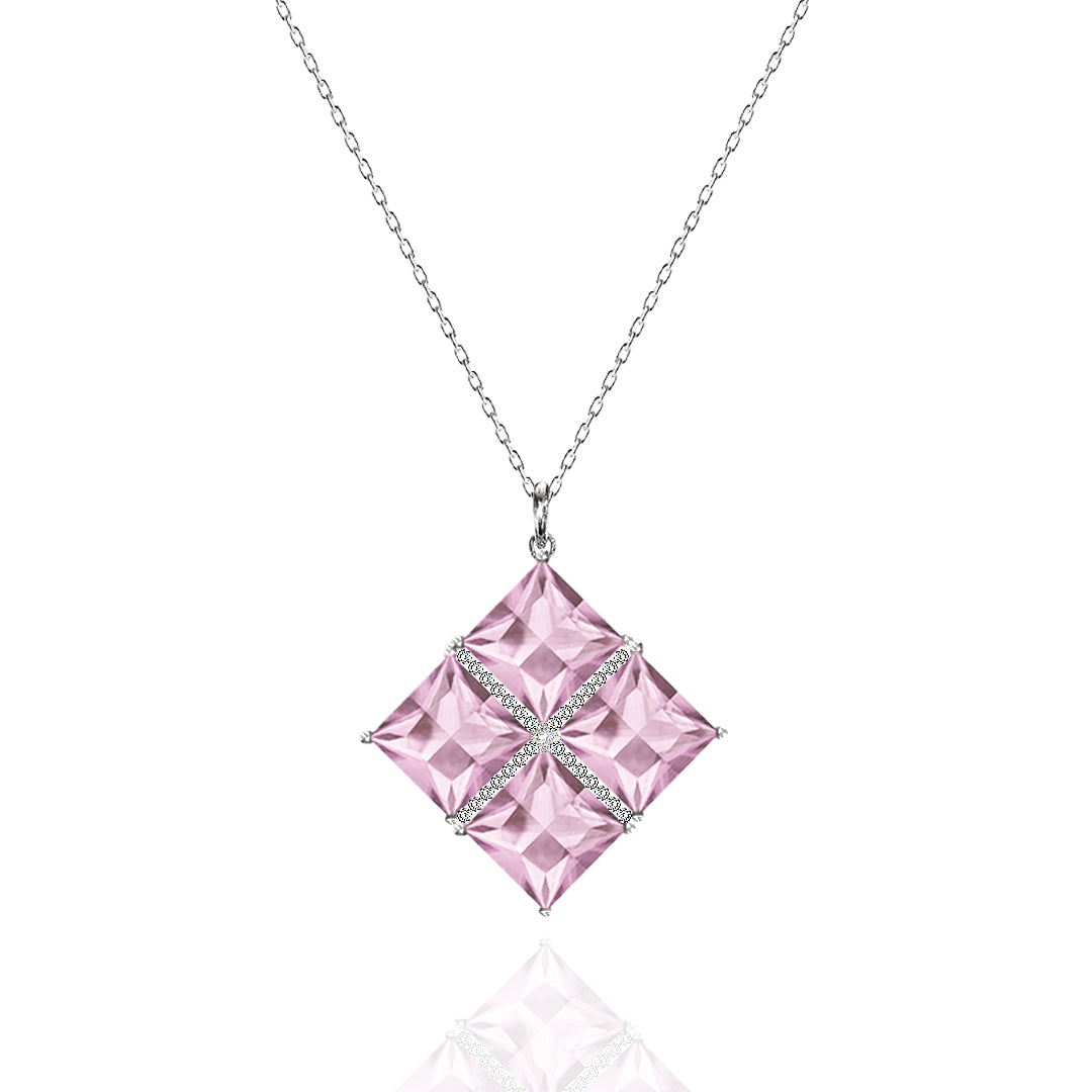 Square Cut Blue Topaz Necklace
