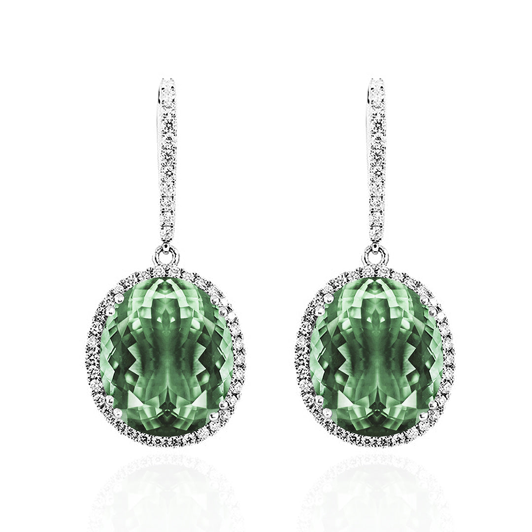 Blue Topaz Halo Drop Earrings