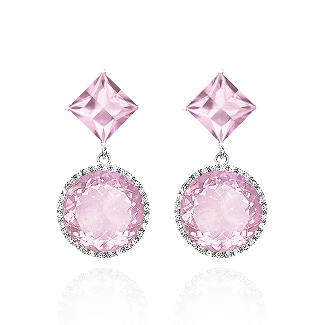 Square Round Drop Earrings