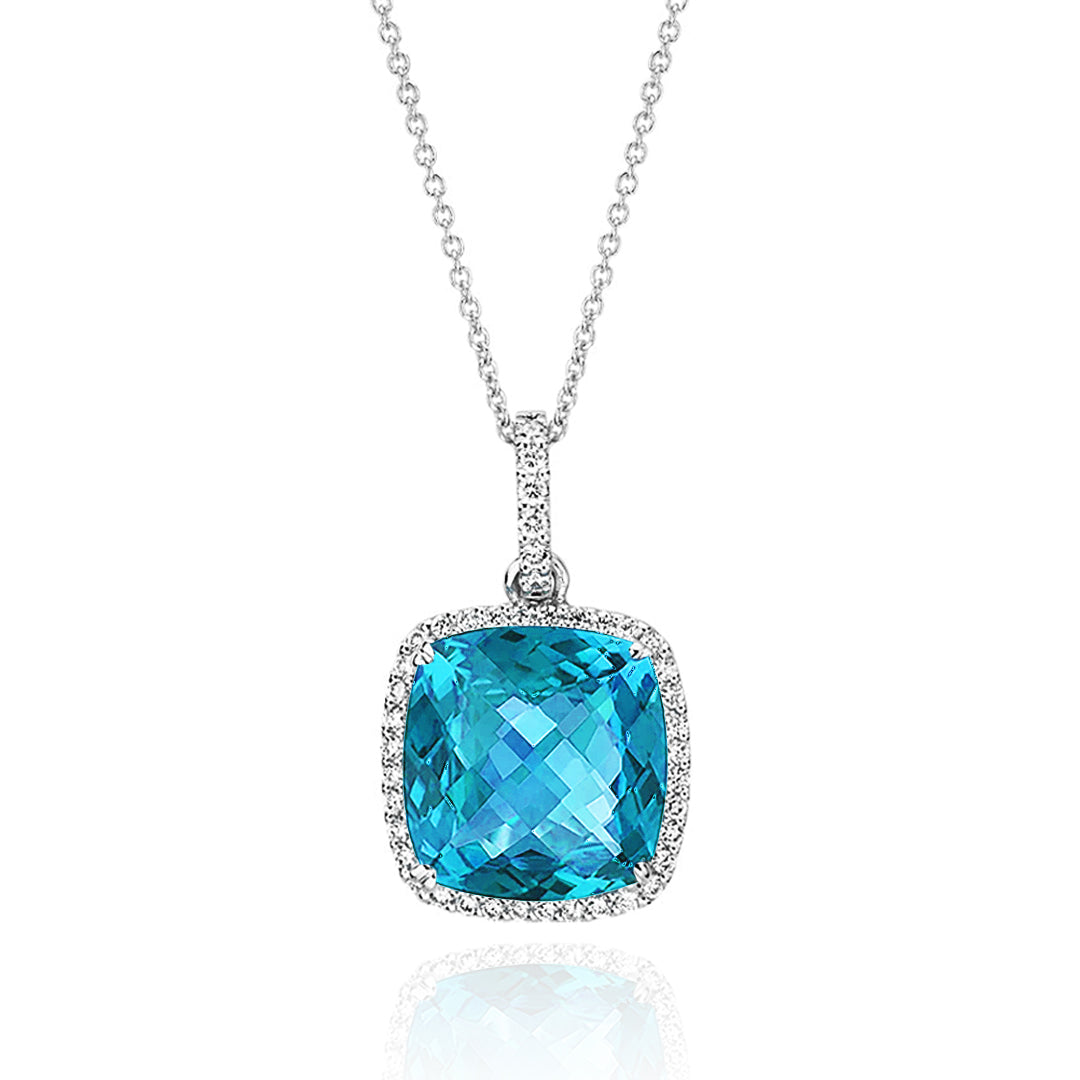 Sky Halo Blue Topaz Necklace