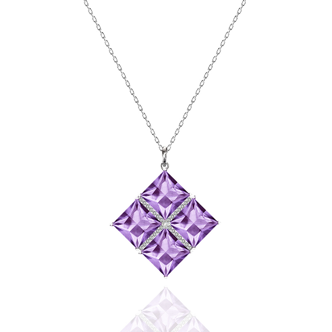 Square Cut Blue Topaz Necklace