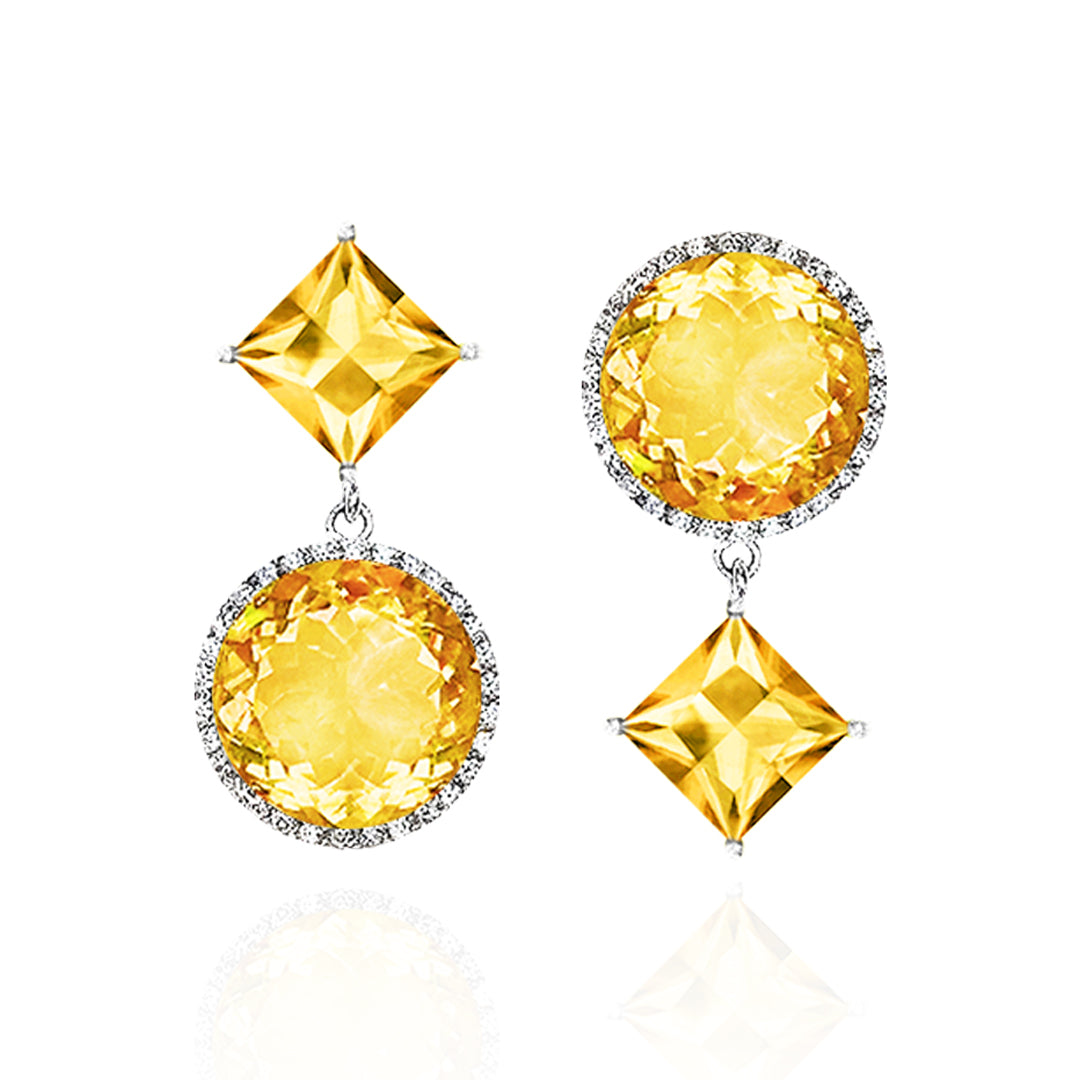 Square Round Double Play Earrings