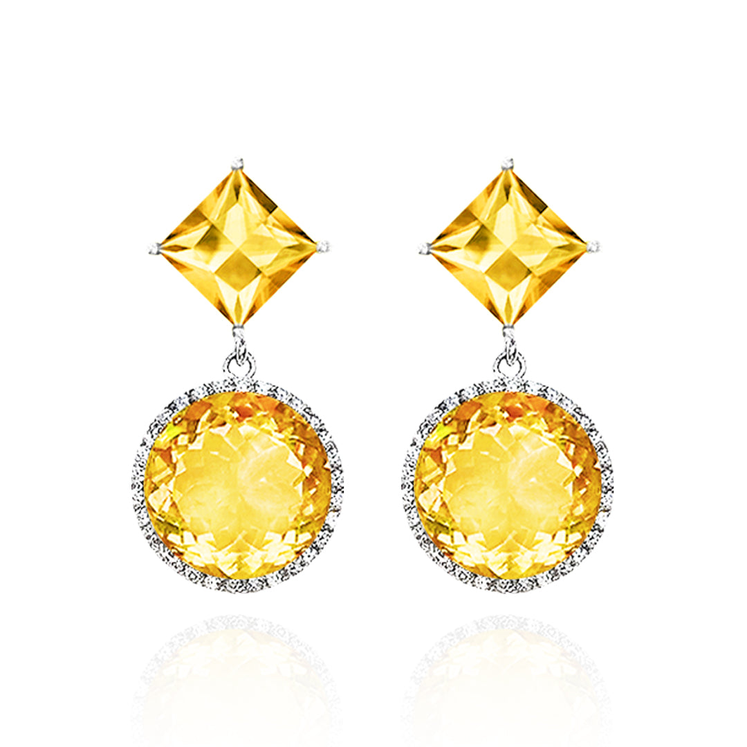 Square Round Drop Earrings