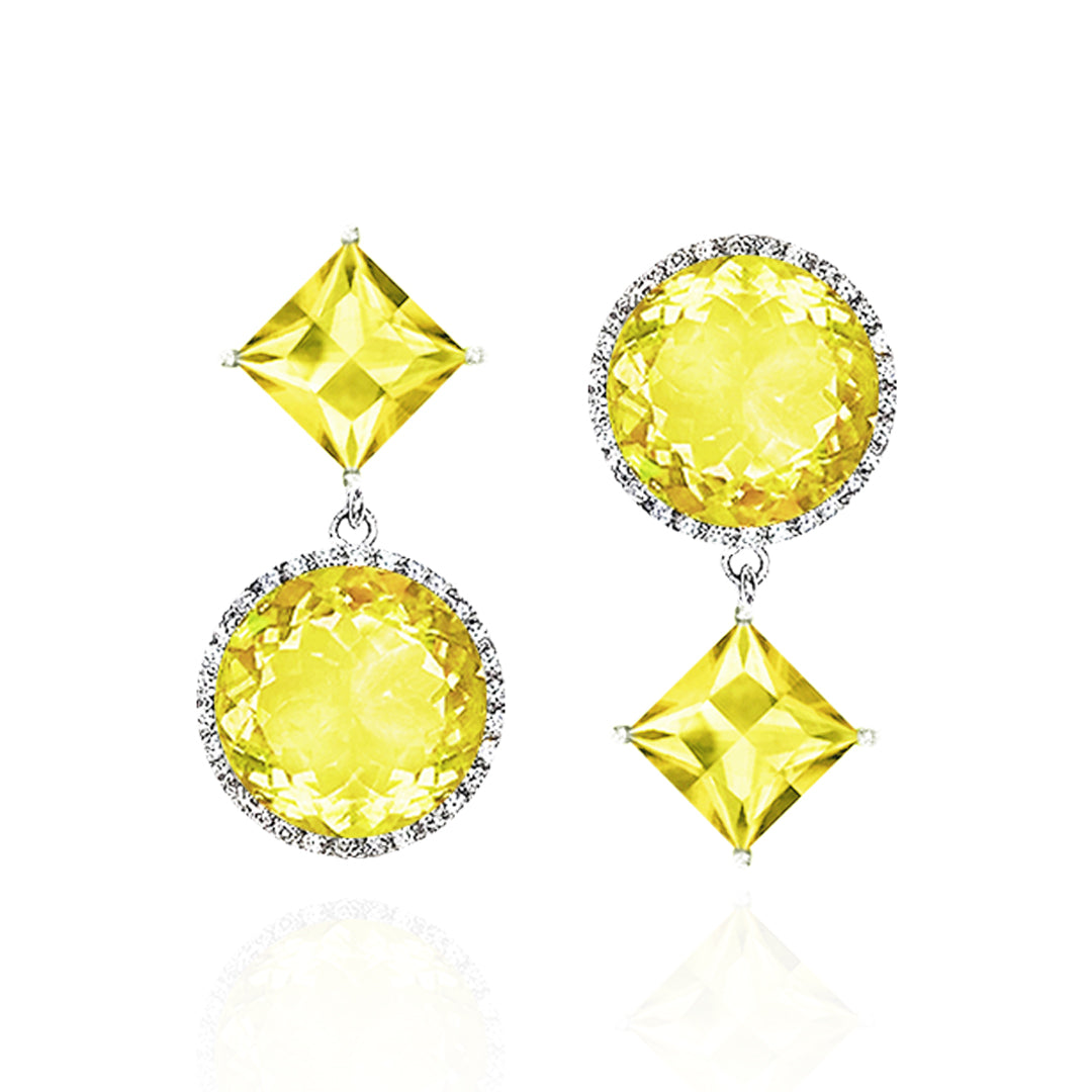 Square Round Double Play Earrings