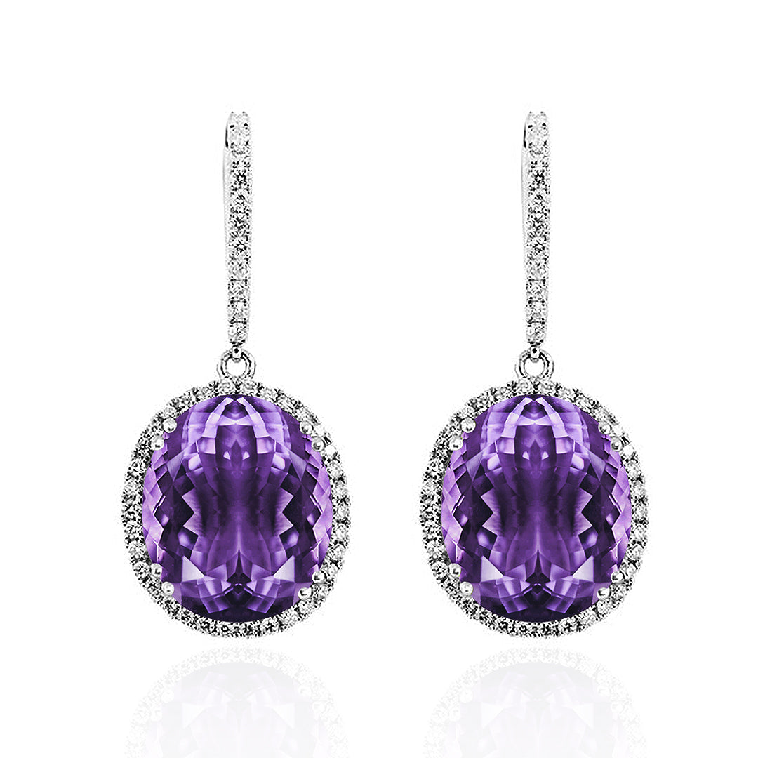 Blue Topaz Halo Drop Earrings