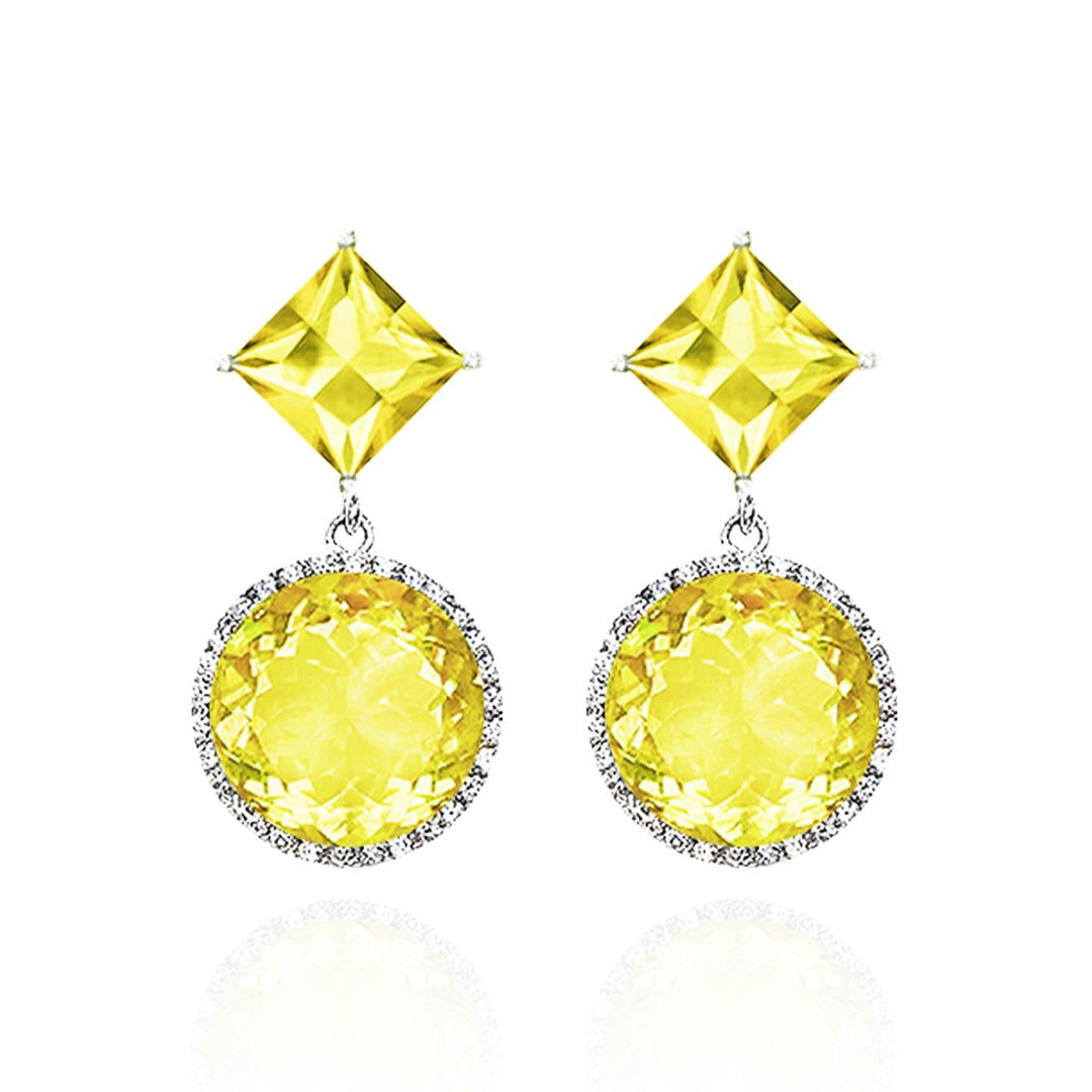 Square Round Drop Earrings