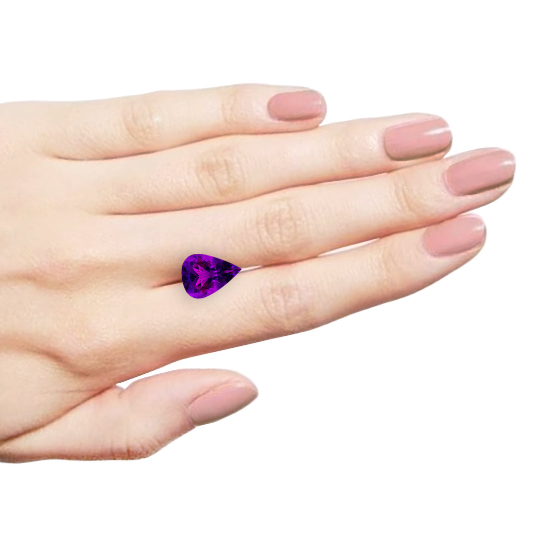 African Amethyst Faceted Pear