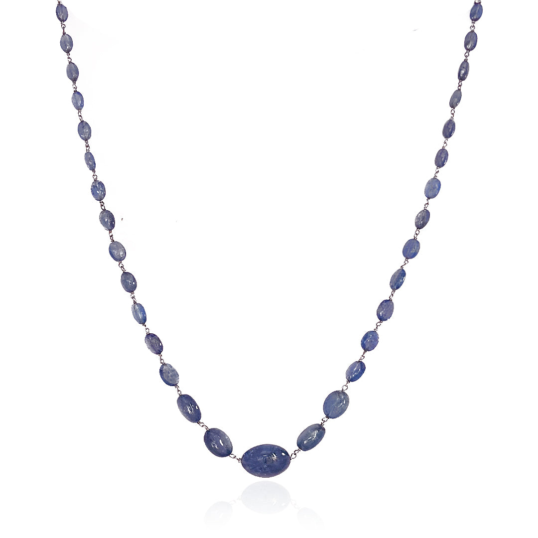 Dark Blue Aquamarine Single Line Necklace