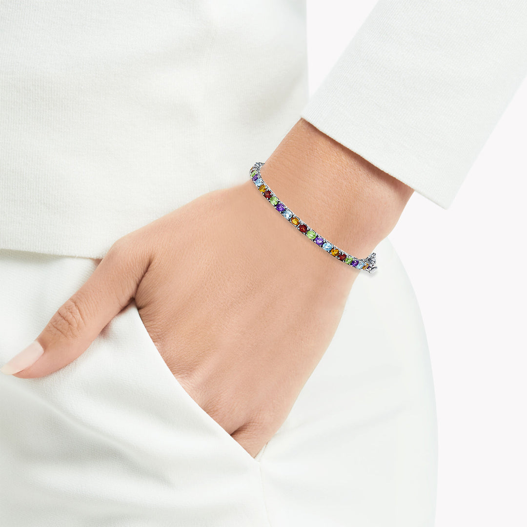 Multi Coloured Oval Eternity Bracelet