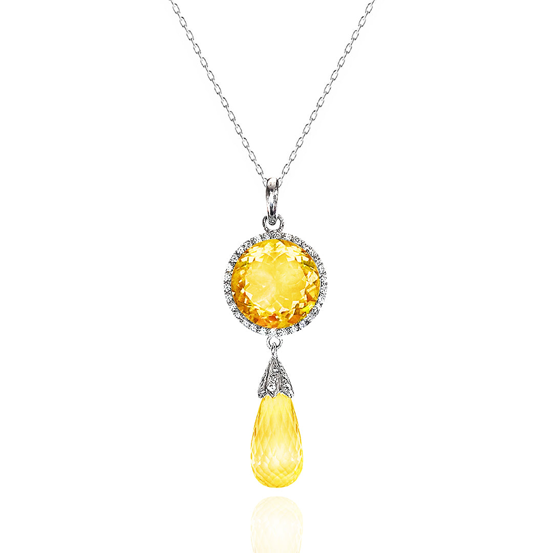Green Amethyst Round Drop Pendant