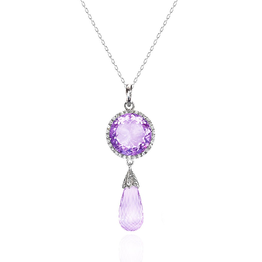 Green Amethyst Round Drop Pendant