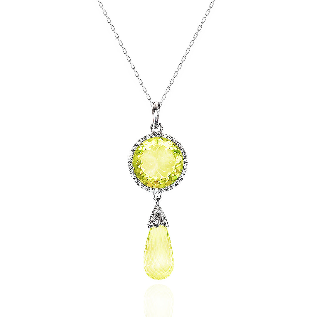 Green Amethyst Round Drop Pendant