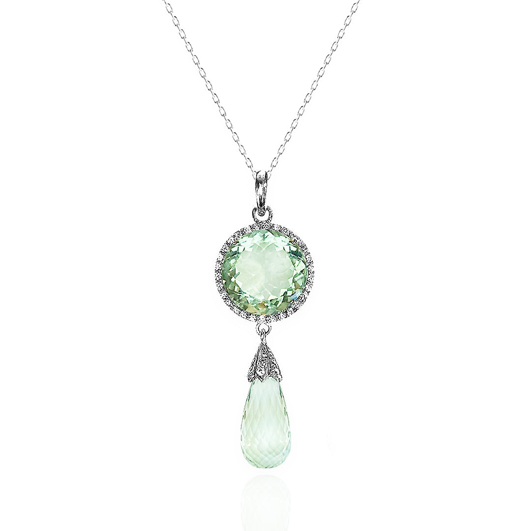 Green Amethyst Round Drop Pendant