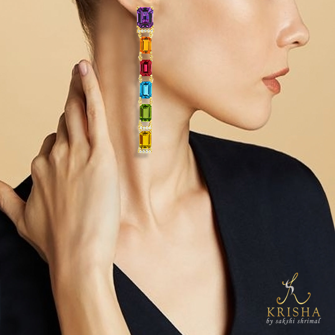 Multi-Colour Octagon Interplay Earrings