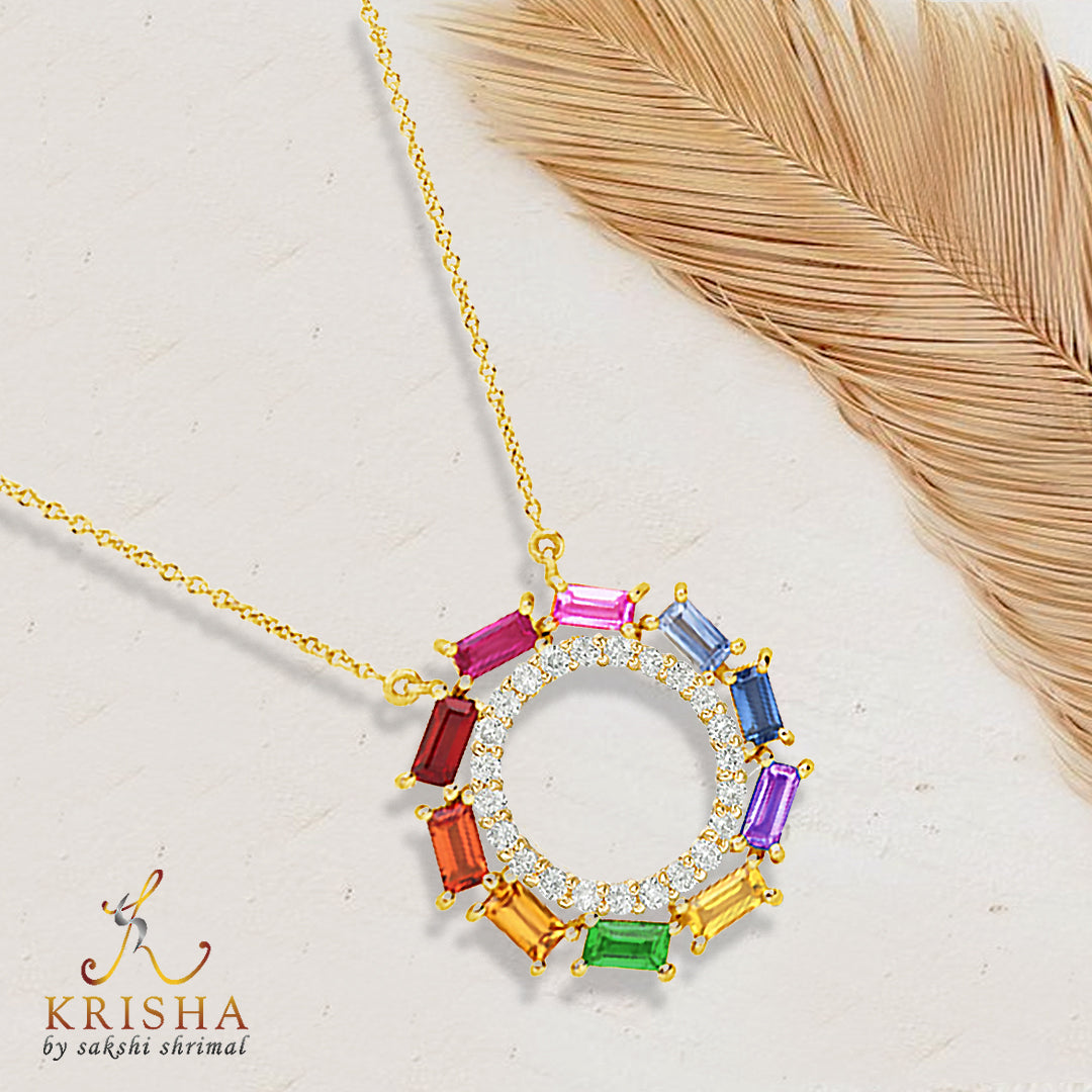 Multi Colour Baguette Play Pendant