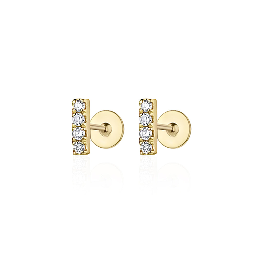 Luxe Flat Back Zirconia Bar Studs