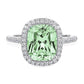 Green Amethyst Long Cushion Halo Ring