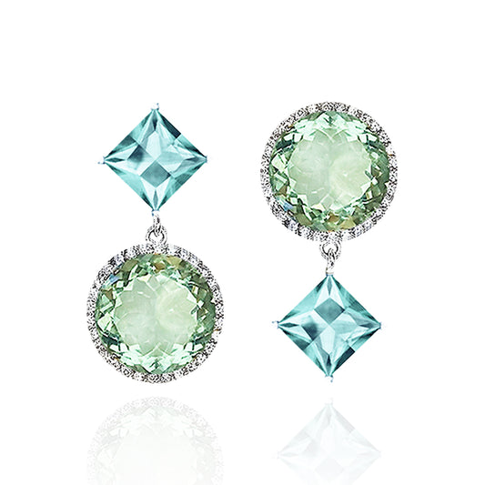 Square Round Double Play Earrings