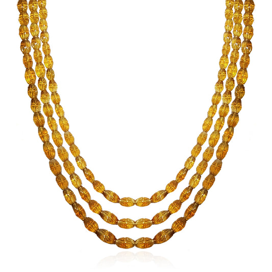 Citrine Barrel Carving Necklace