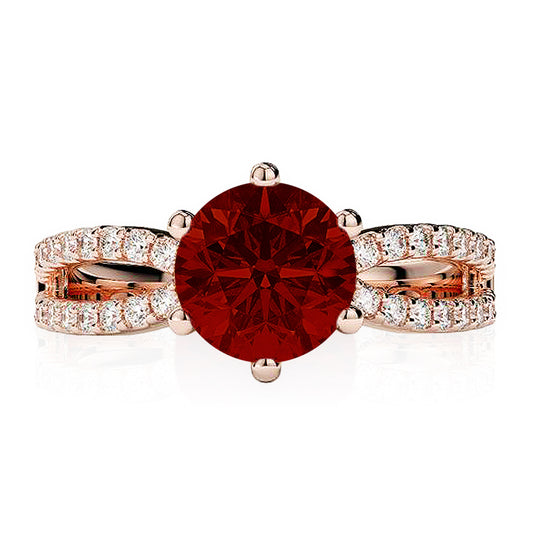 Red Garnet Split Shank Ring