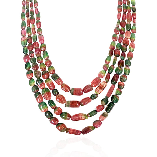 Watermelon Tourmaline Beads Necklace