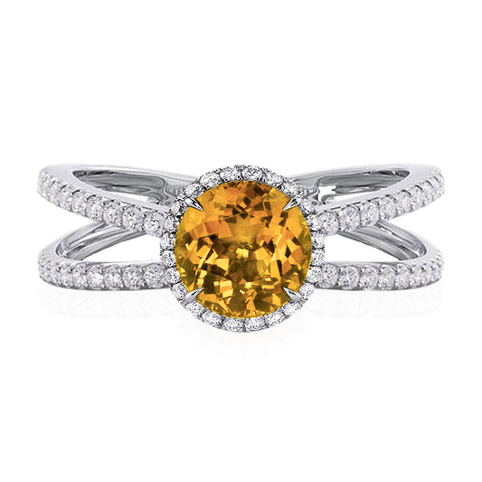 Citrine Round Pave Split Ring