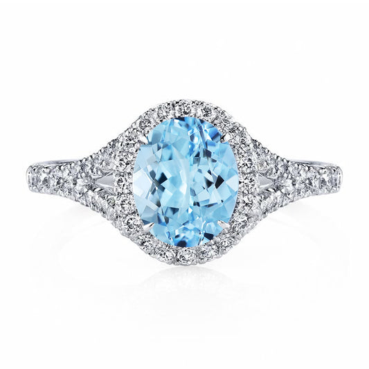 Blue Topaz Oval Split Shank Ring