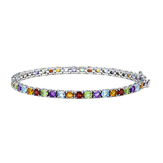 Multi Coloured Oval Eternity Bracelet