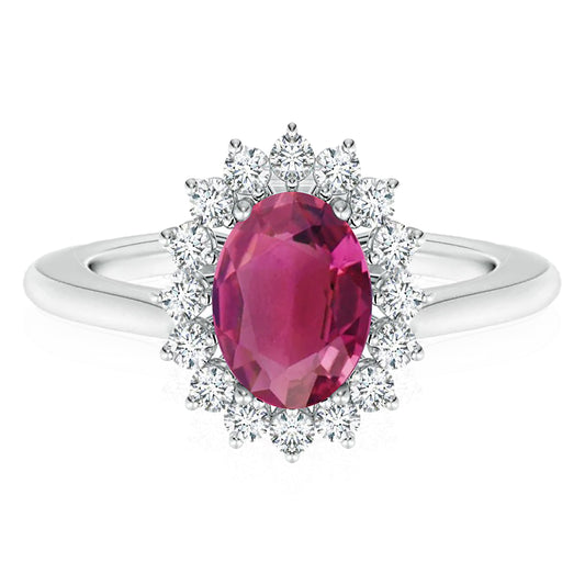 Pink Tourmaline Starburst Halo Ring