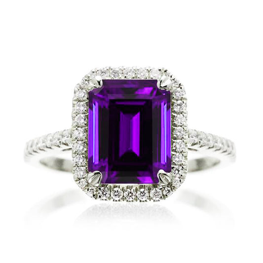 Amethyst Octagonal Halo Ring