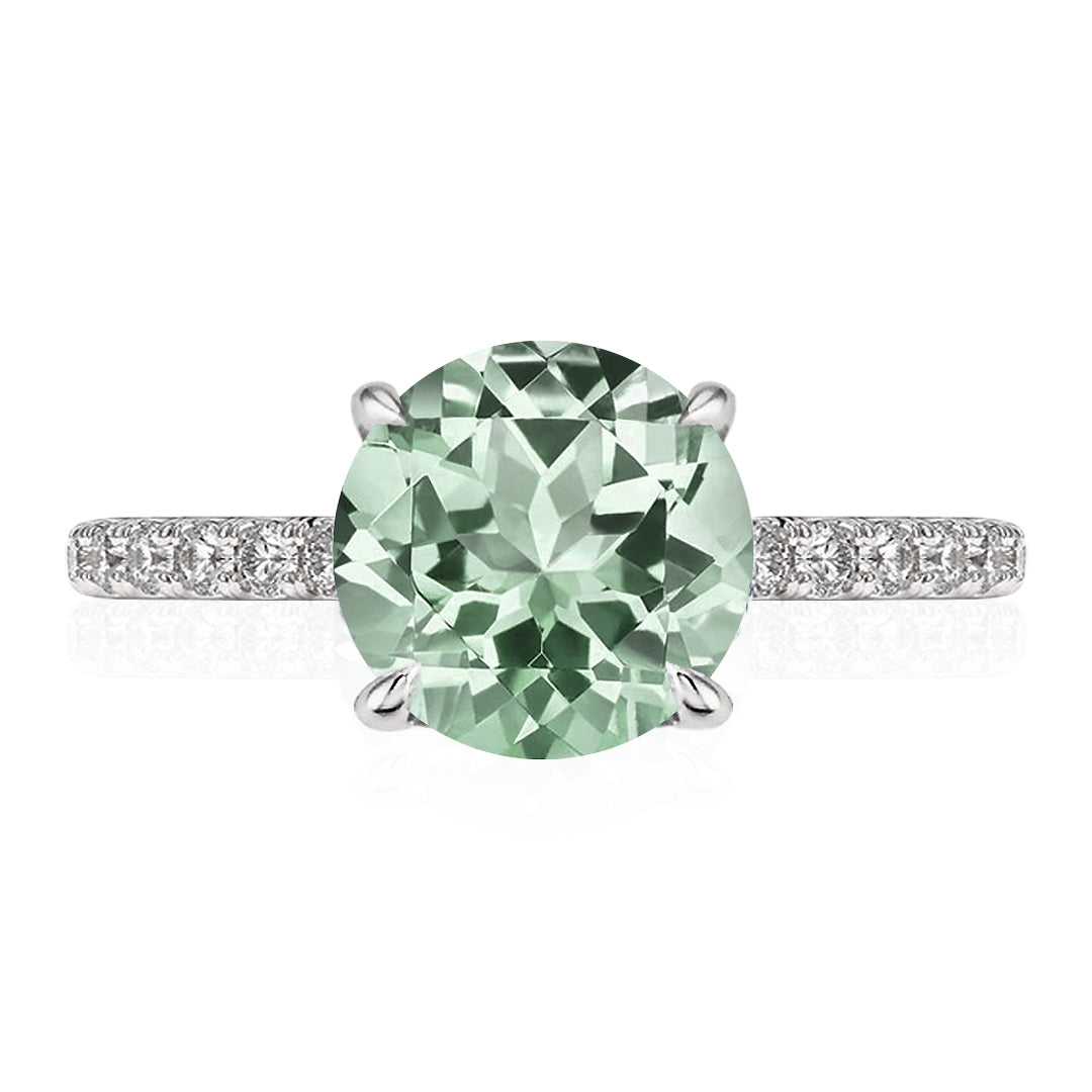Green Amethyst Solitaire Ring
