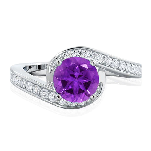 Amethyst Solitaire Bypass Ring