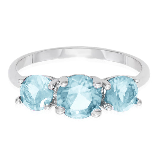 Aquamarine Three Stone Ring