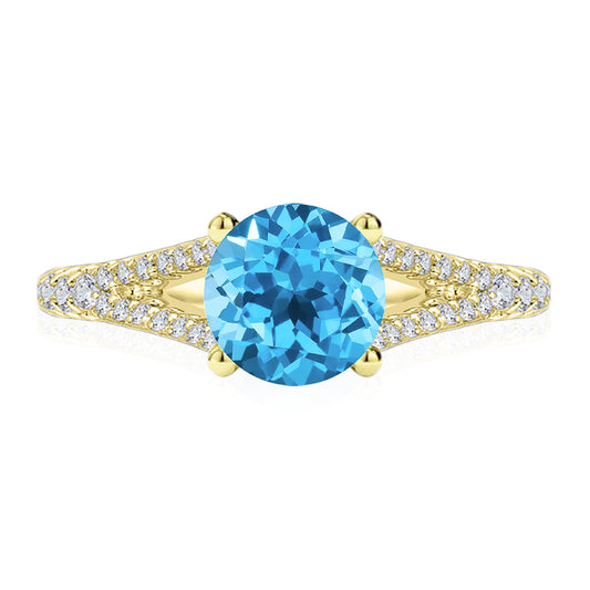 Blue Topaz Round Split Ring