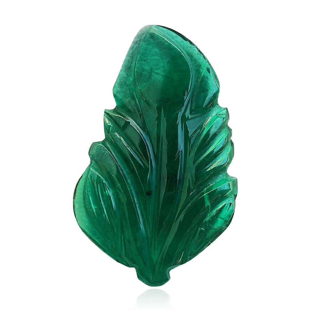 Zambian Emerald Fancy Leaf Carving