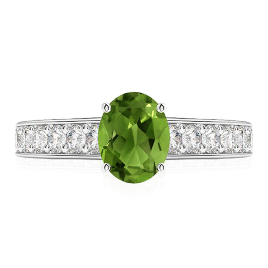 Peridot Oval Halo Ring