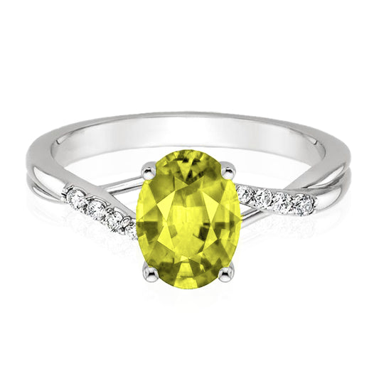 Lemon Quartz Twisted Oval Ring