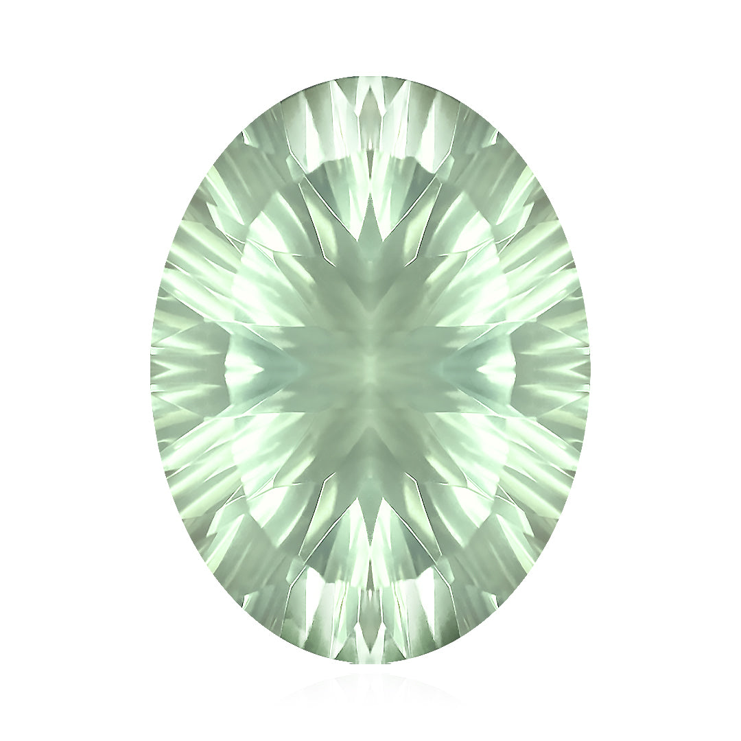 Concave Oval Green Amethyst