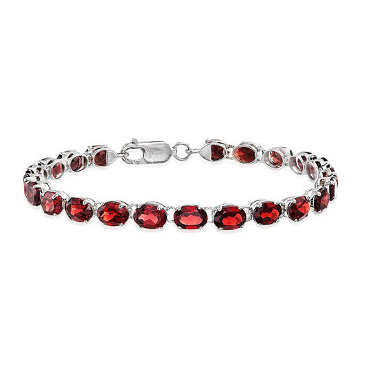 Red Garnet Oval Eternity Bracelet