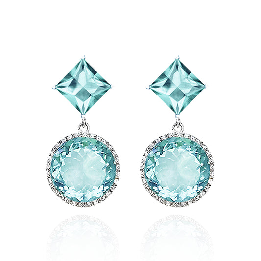Square Round Drop Earrings