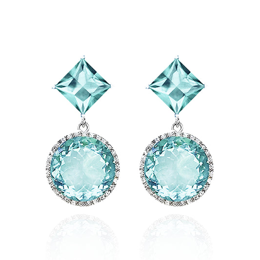Square Round Drop Earrings