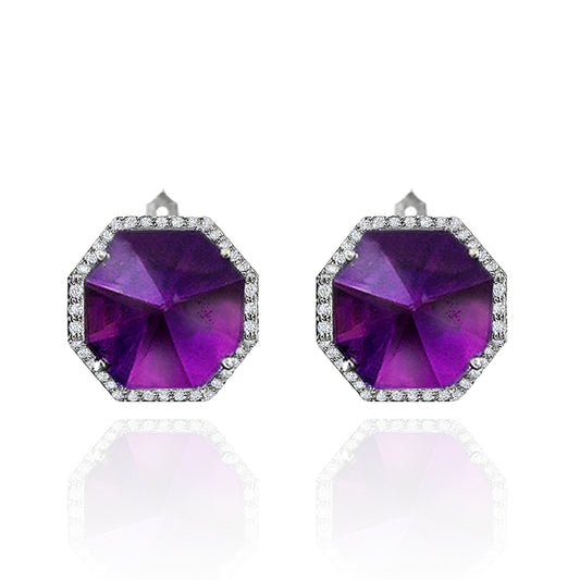 Hexa Amethyst Fancy Earring Studs