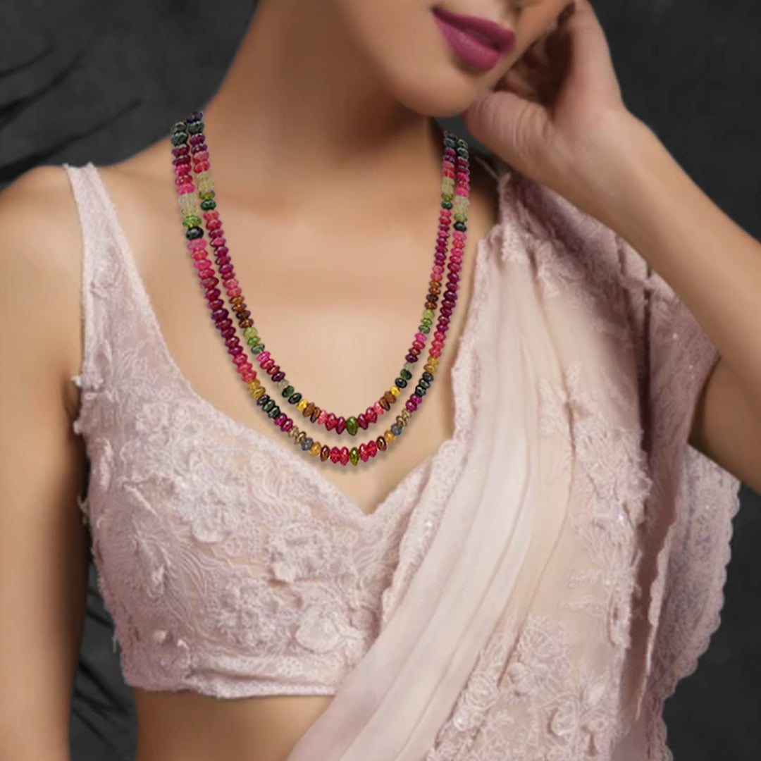 Multi-Coloured Tourmaline Beads Necklace