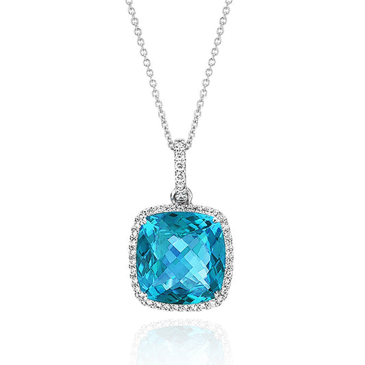 Sky Halo Blue Topaz Necklace
