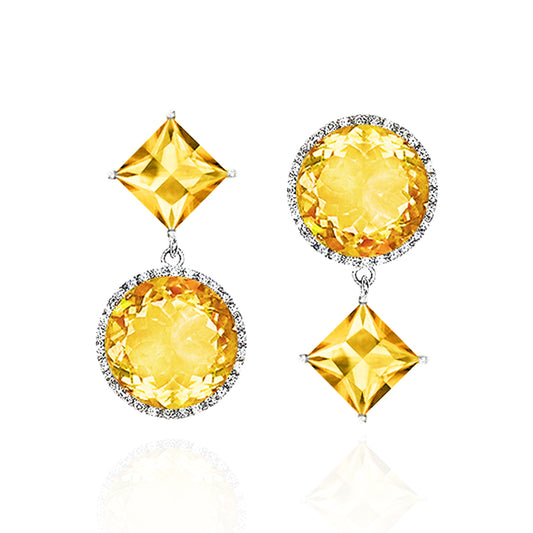 Square Round Double Play Earrings