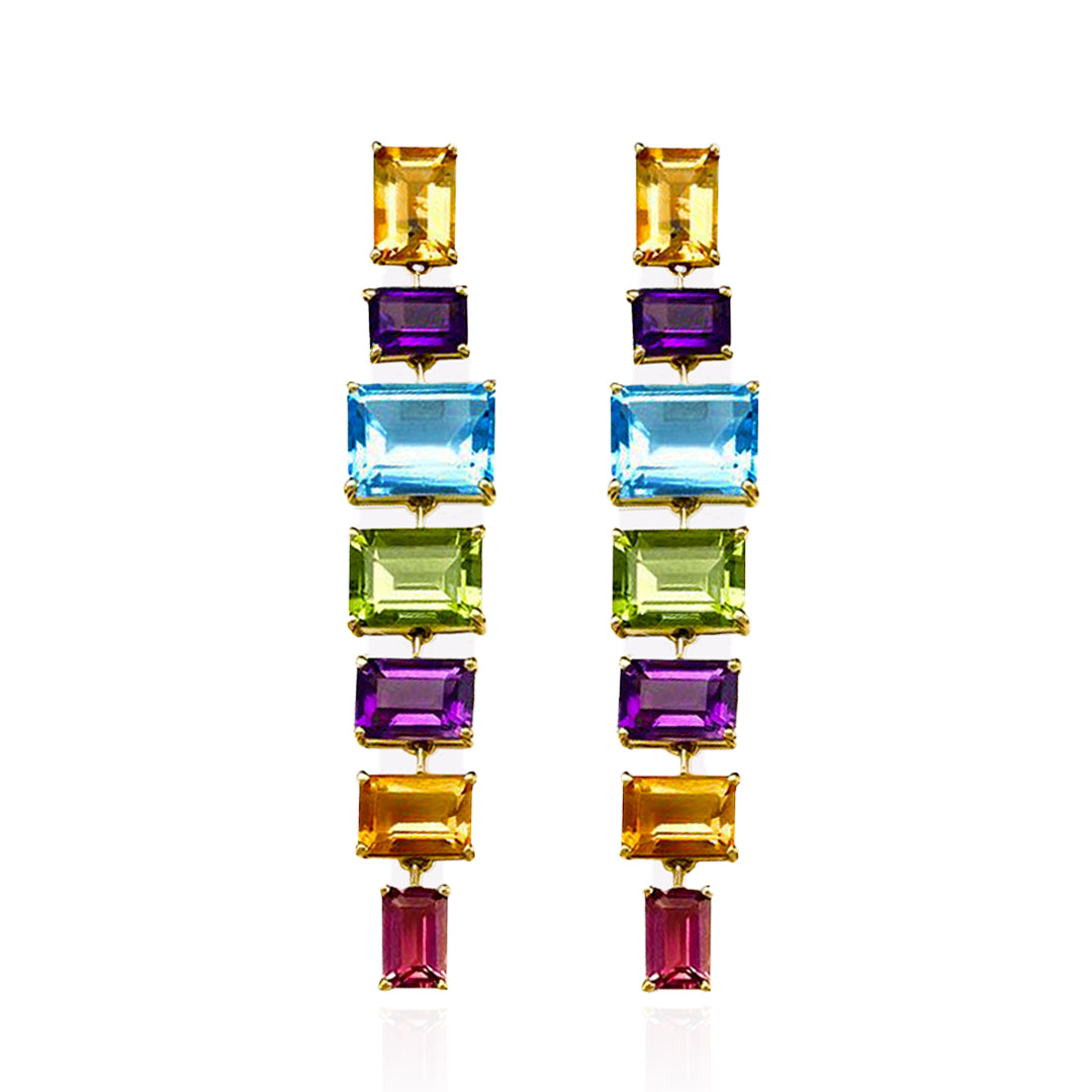 Multi-Colour Baguette Interplay Earrings